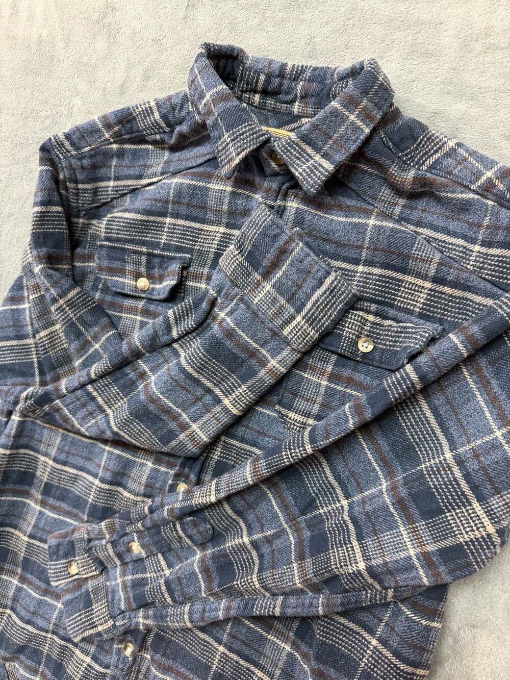 Freenature Plaid Flannel Button Up Shirt Size M Blue Brown